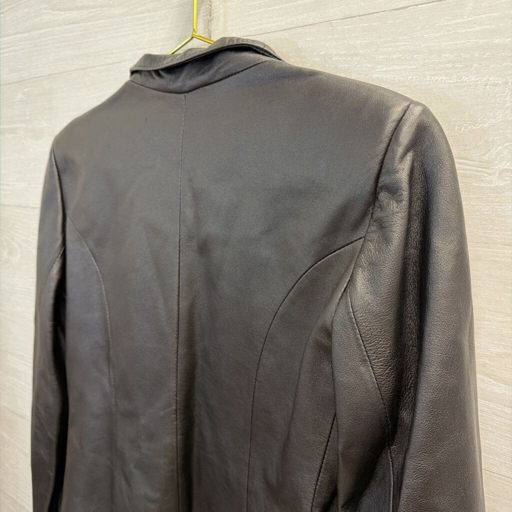 Daria Black Leather Zip Up Jacket 46
