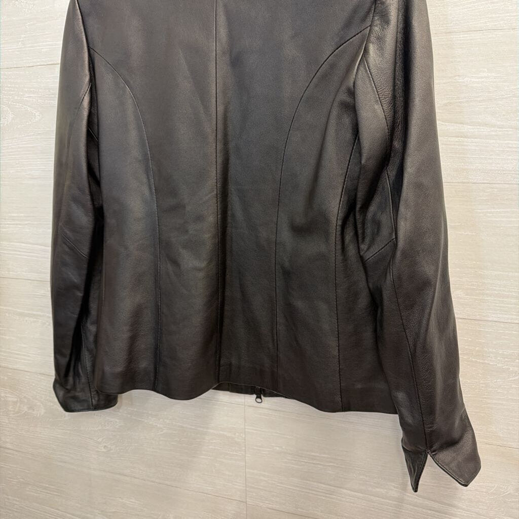 Daria Black Leather Zip Up Jacket 46