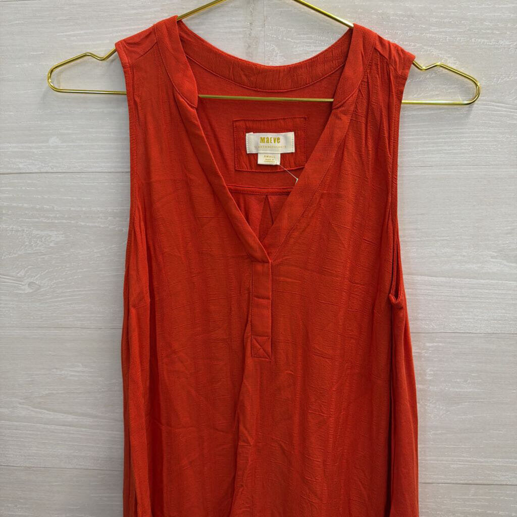 Maeve Orange Sleeveless Tunic Top Small