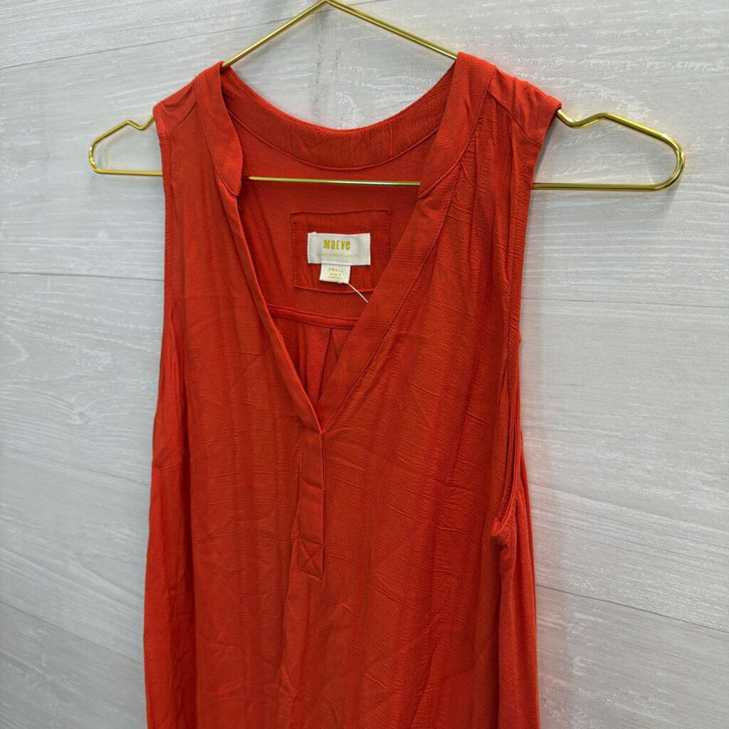 Maeve Orange Sleeveless Tunic Top Small