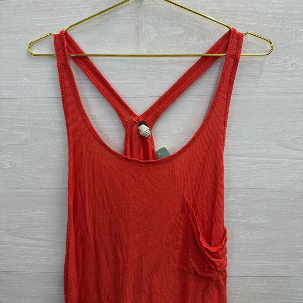 We The Free Red Ribbed Slouchy Tank Top Medium