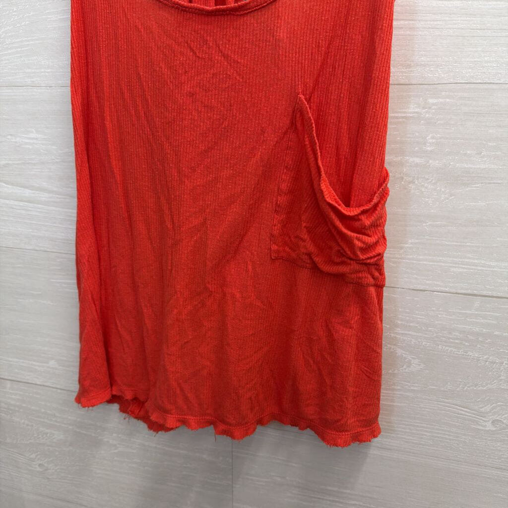 We The Free Red Ribbed Slouchy Tank Top Medium