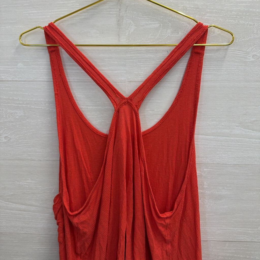We The Free Red Ribbed Slouchy Tank Top Medium