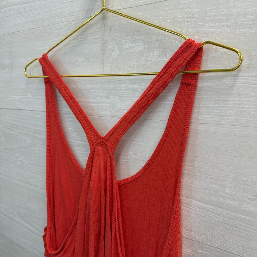 We The Free Red Ribbed Slouchy Tank Top Medium