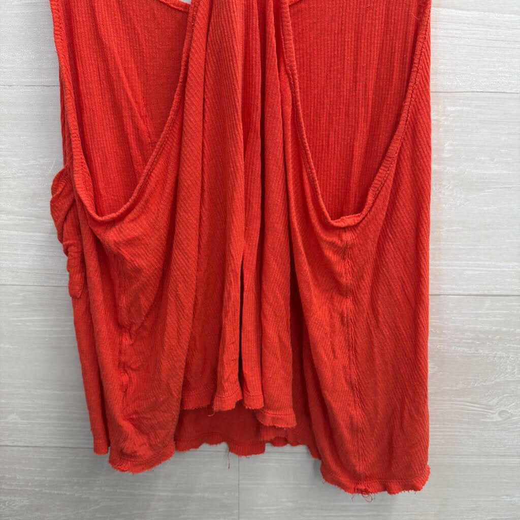 We The Free Red Ribbed Slouchy Tank Top Medium