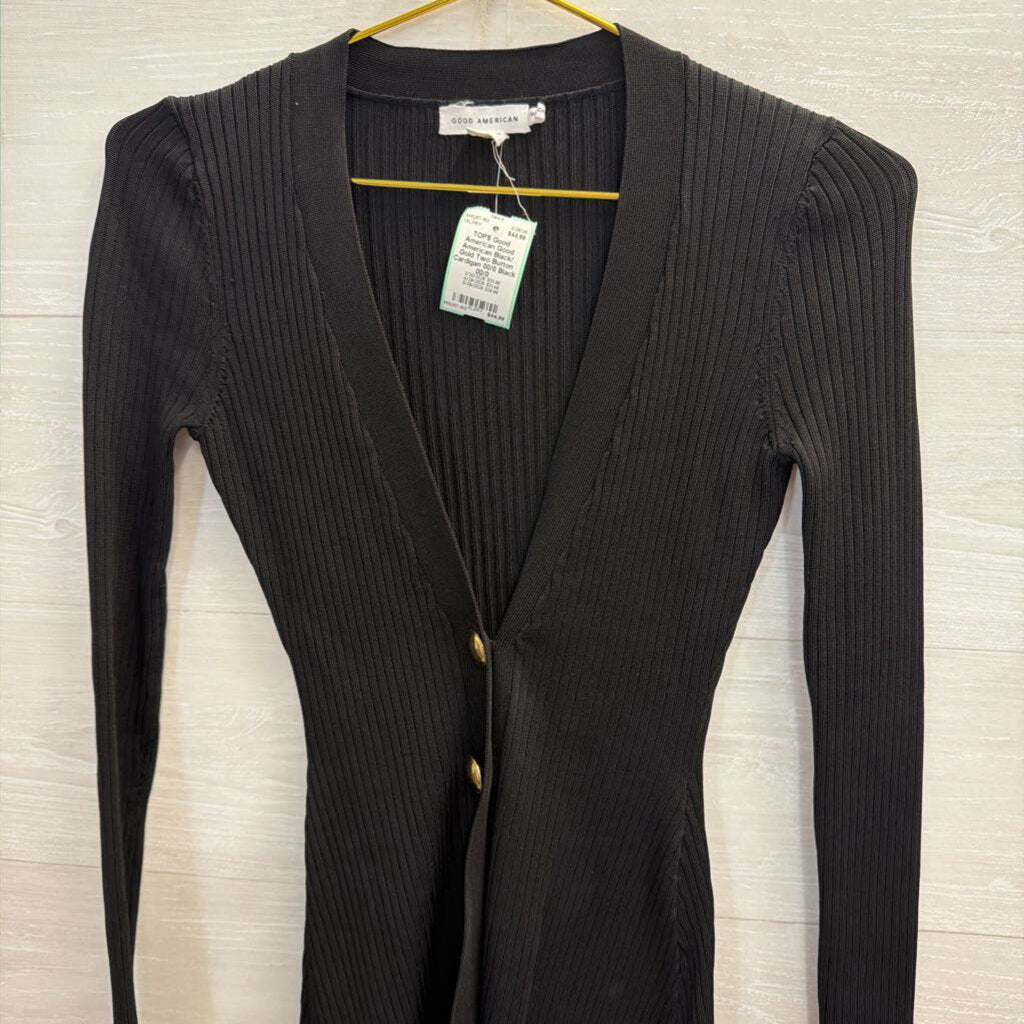 Good American Black/ Gold Two Button Cardigan 00/0