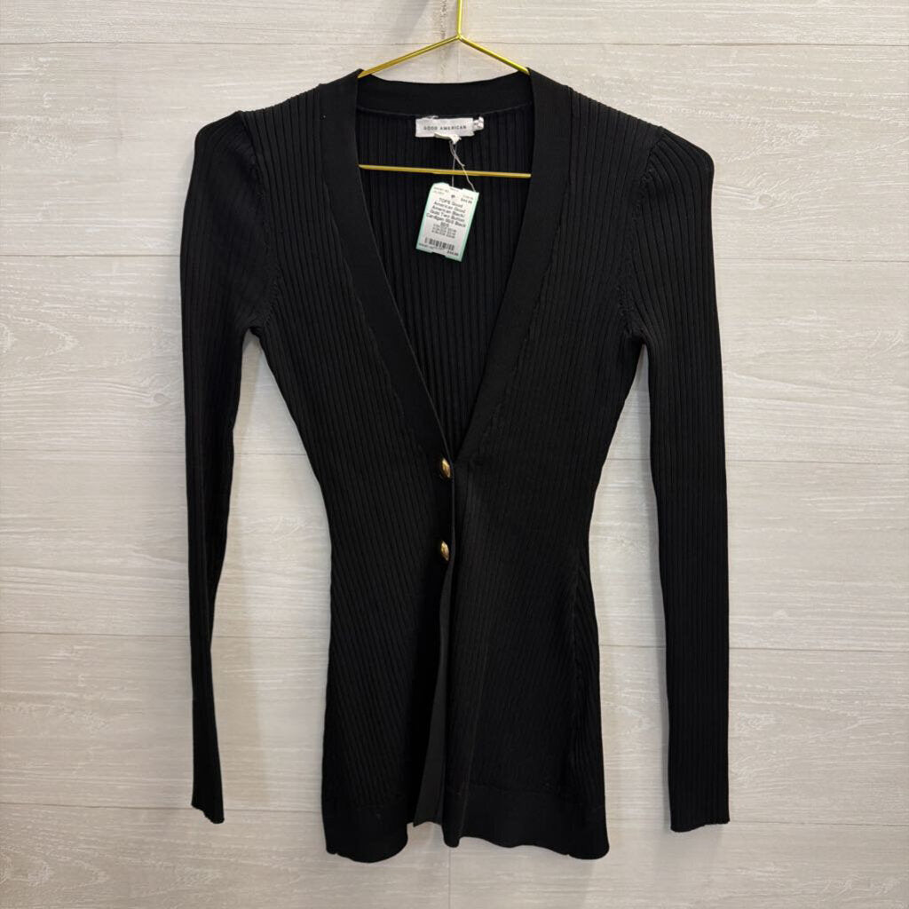 Good American Black/ Gold Two Button Cardigan 00/0