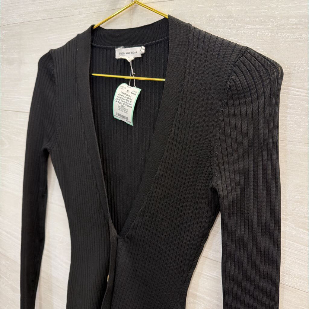 Good American Black/ Gold Two Button Cardigan 00/0