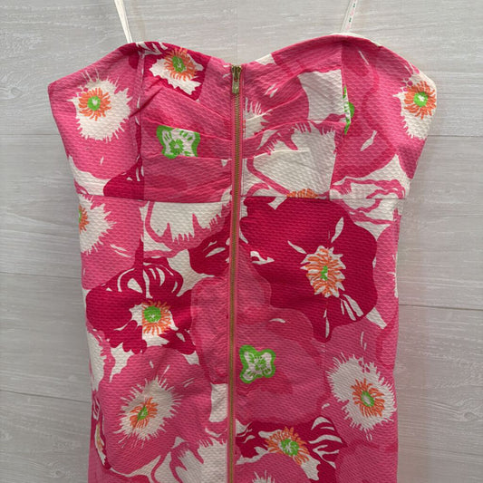 Lilly Pulitzer Pink/ Multi Print Strapless Zip Front Dress 4