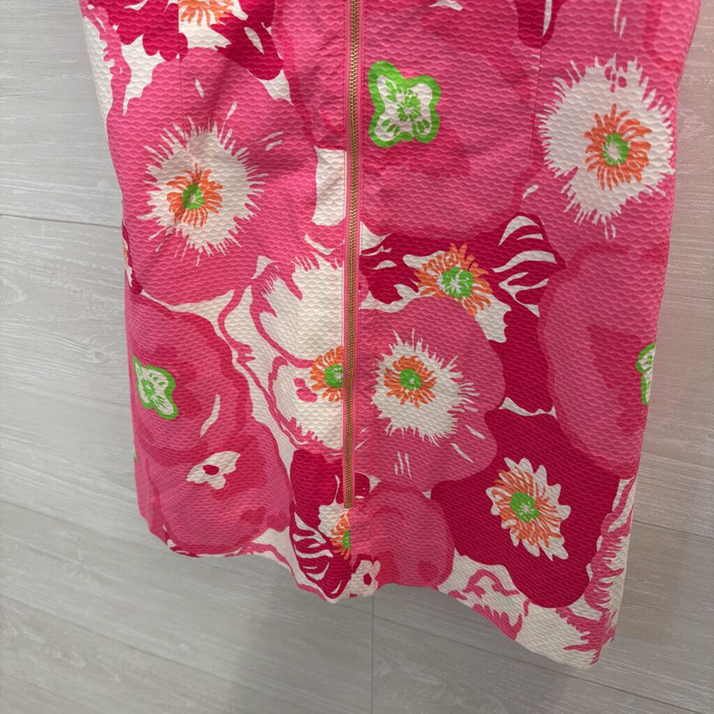 Lilly Pulitzer Pink/ Multi Print Strapless Zip Front Dress 4