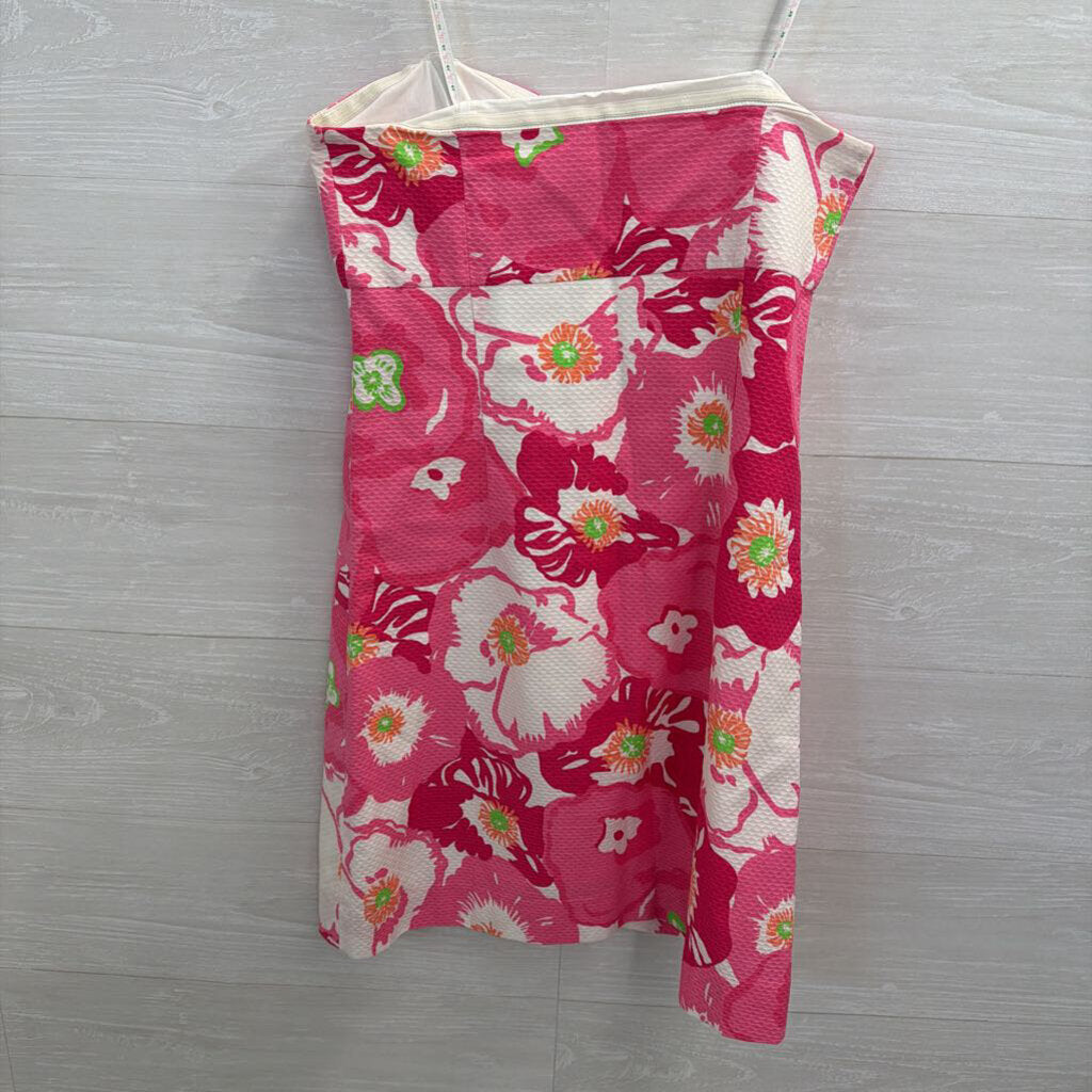 Lilly Pulitzer Pink/ Multi Print Strapless Zip Front Dress 4