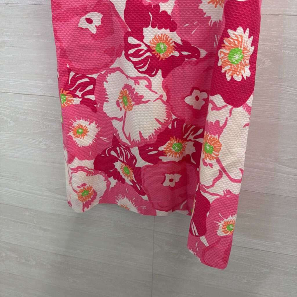 Lilly Pulitzer Pink/ Multi Print Strapless Zip Front Dress 4