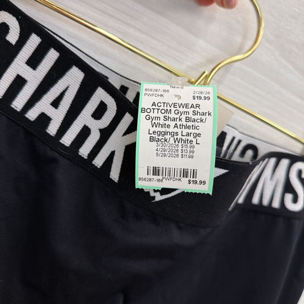 Gym Shark Black/ White Athletic Leggings Large