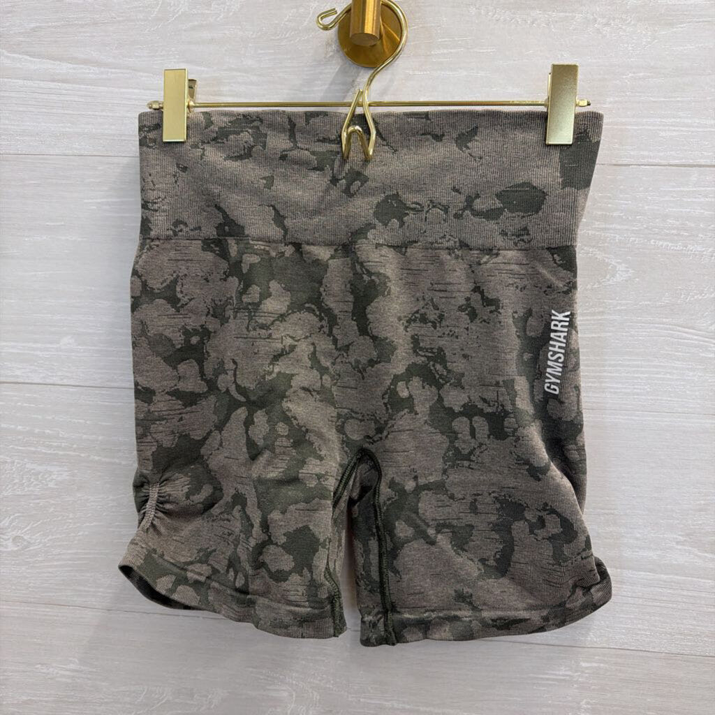 Gym Shark Green Print Athletic Shorts Small