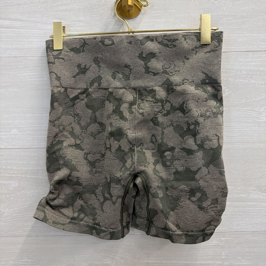 Gym Shark Green Print Athletic Shorts Small