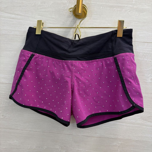 Lululemon Purple/ Grey Print Navy Detail Shorts 4
