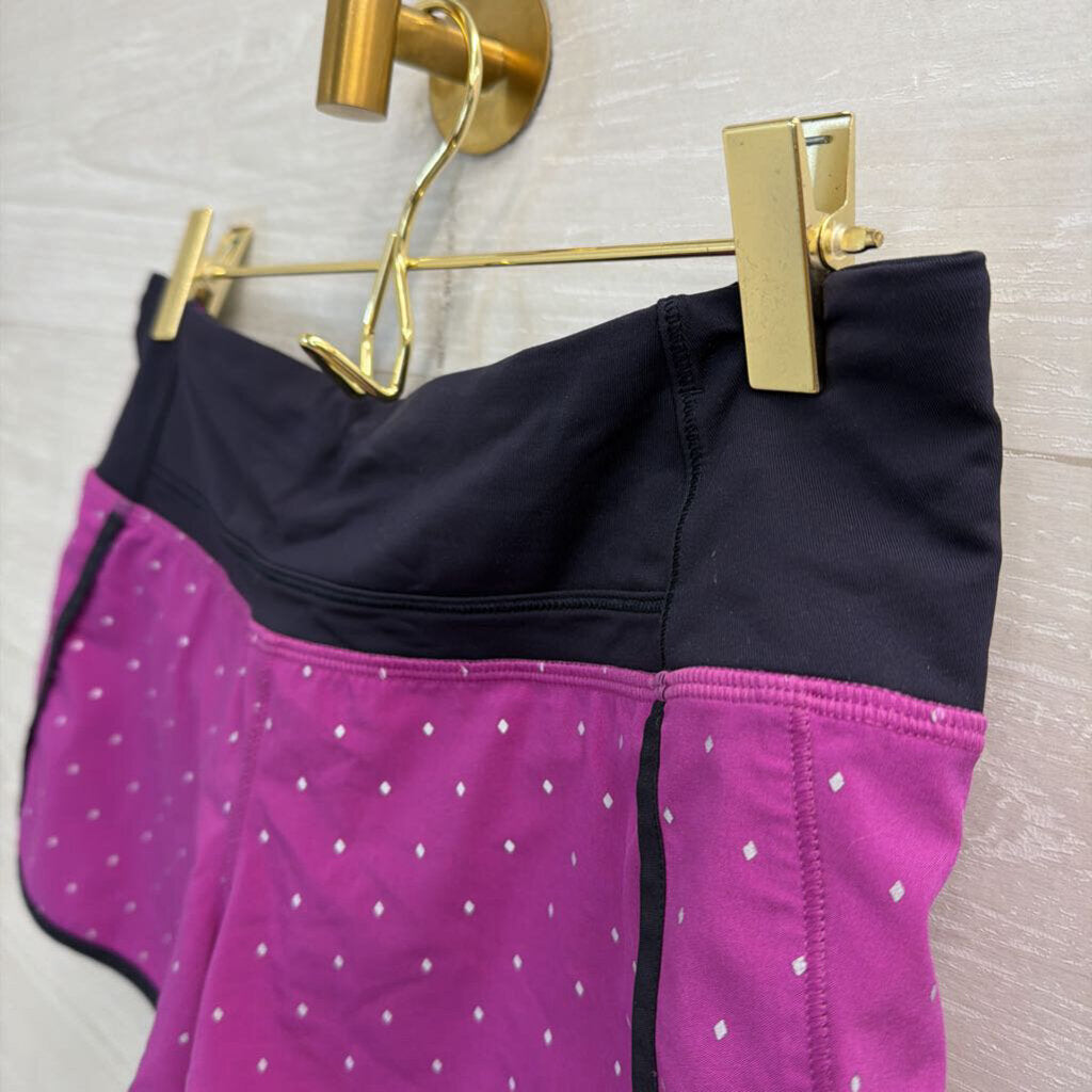 Lululemon Purple/ Grey Print Navy Detail Shorts 4