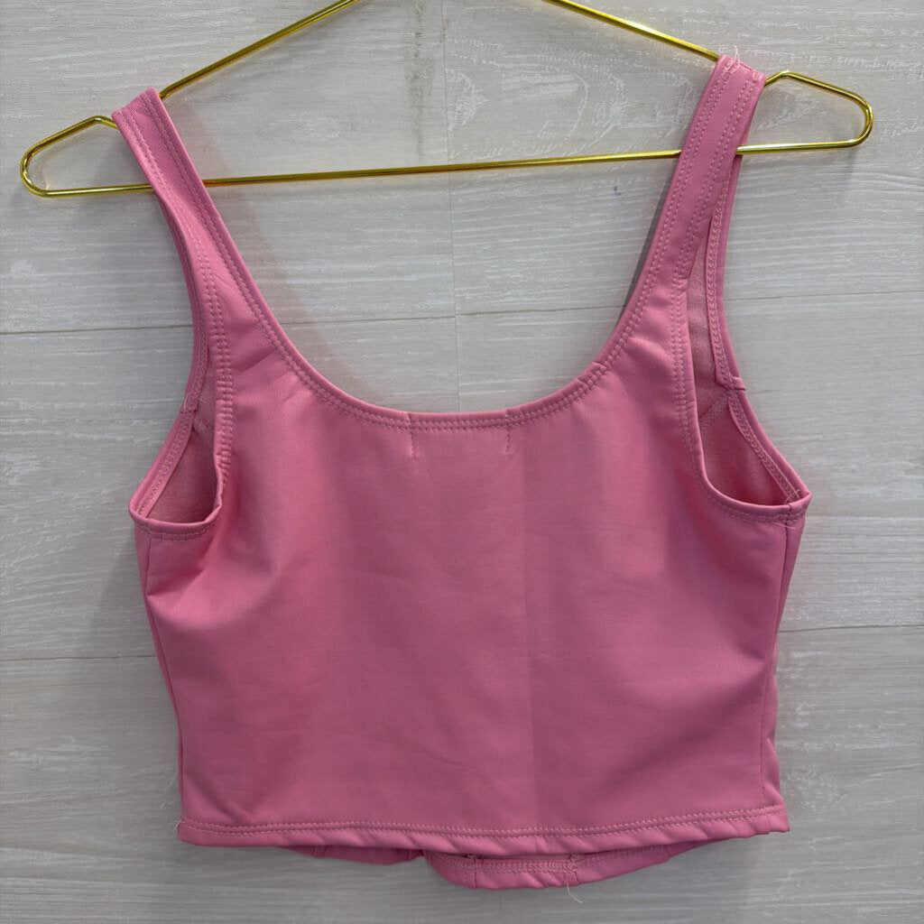 Altar'd State Pink Faux Leather Mini Skirt/ Corset Tank Set Extra Small