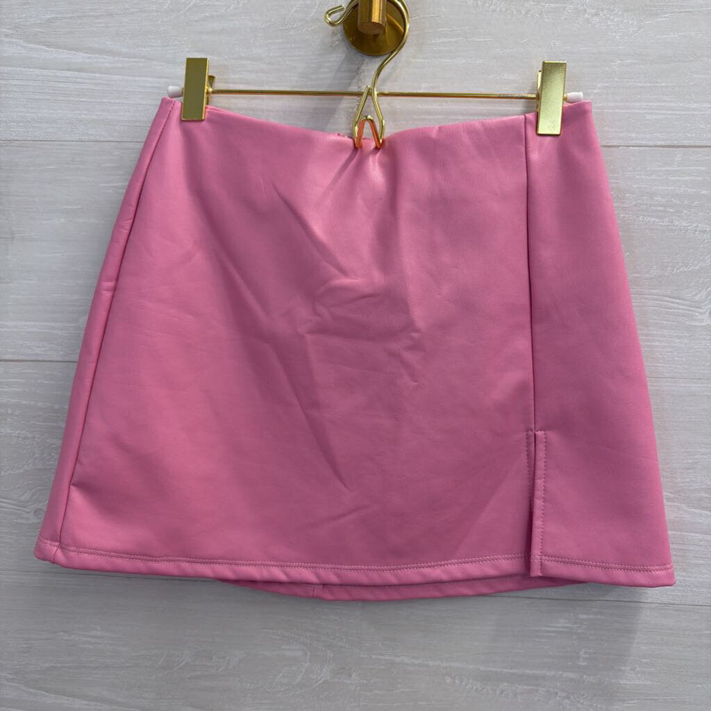 Altar'd State Pink Faux Leather Mini Skirt/ Corset Tank Set Extra Small