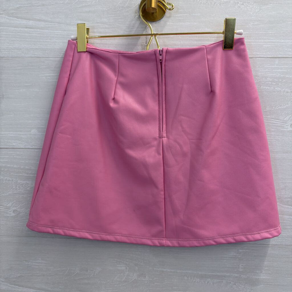 Altar'd State Pink Faux Leather Mini Skirt/ Corset Tank Set Extra Small