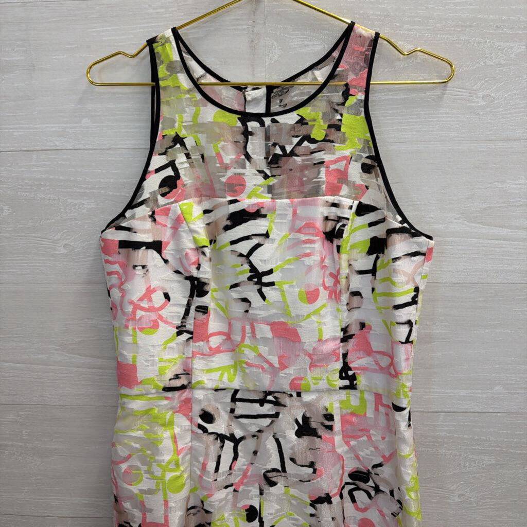 Milly White/ Multi Surrealist Fil Coupe Sheath Dress 10