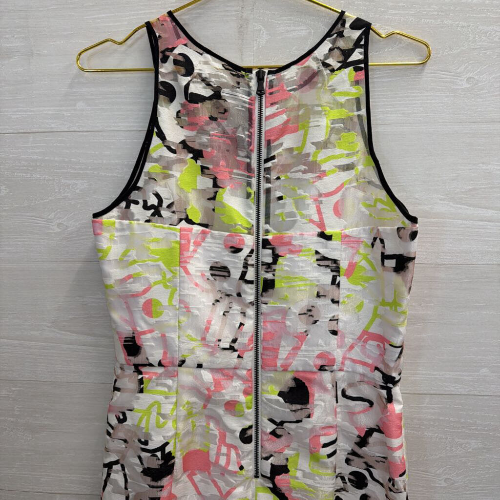 Milly White/ Multi Surrealist Fil Coupe Sheath Dress 10