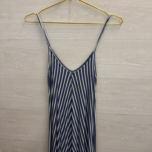 Blue/ White Striped Wide Leg Jumpsuit Medium