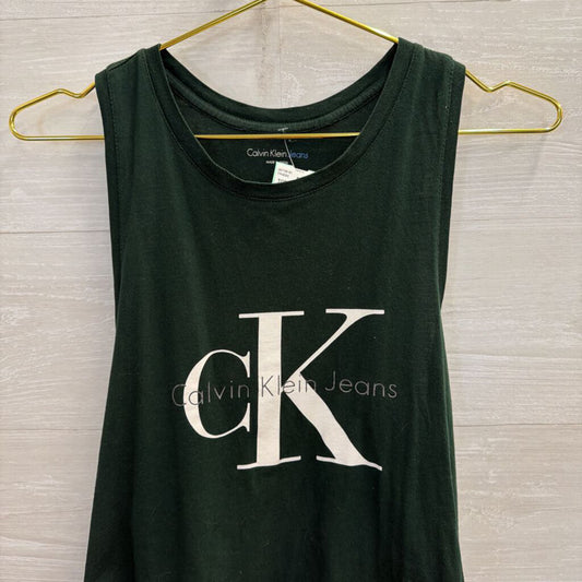 Calvin Klein Green Cropped Logo Tank Top Large