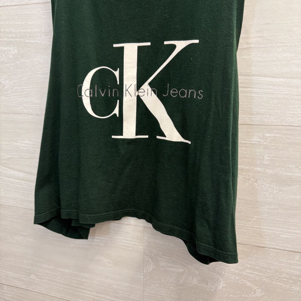 Calvin Klein Green Cropped Logo Tank Top Large