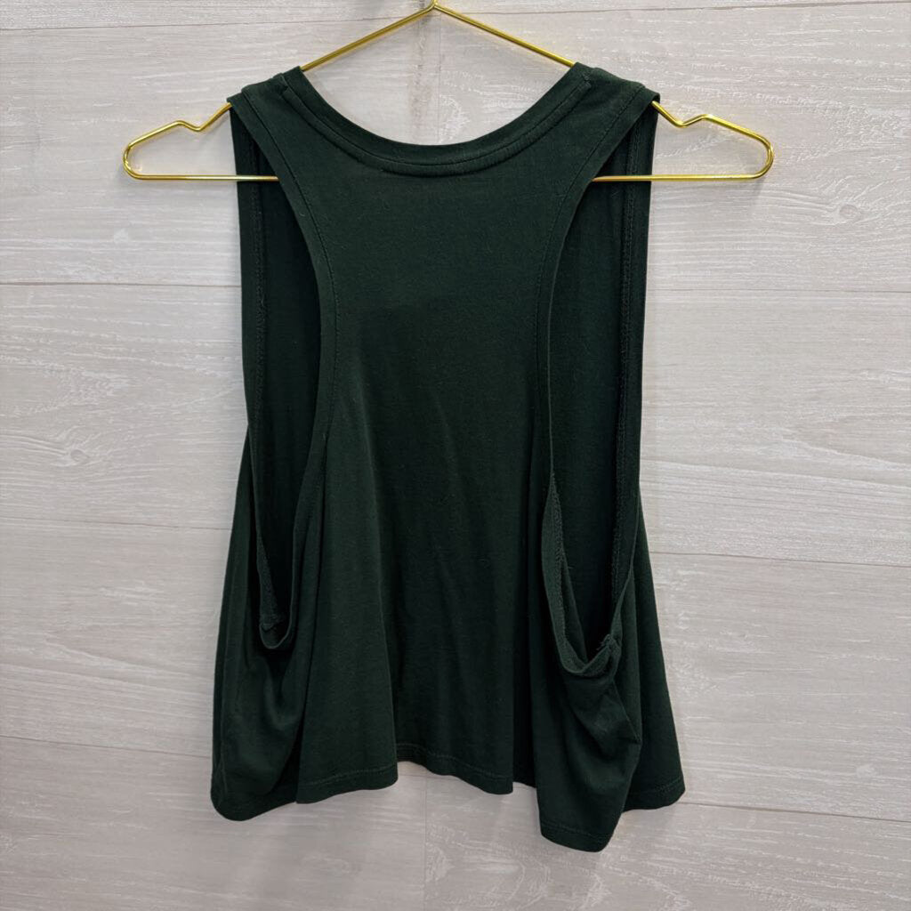 Calvin Klein Green Cropped Logo Tank Top Large