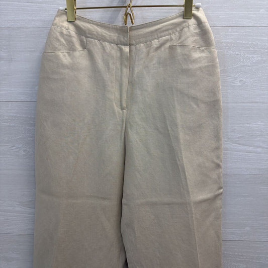 Larry Levine Beige Wide Leg Beaded Hem Pants Small