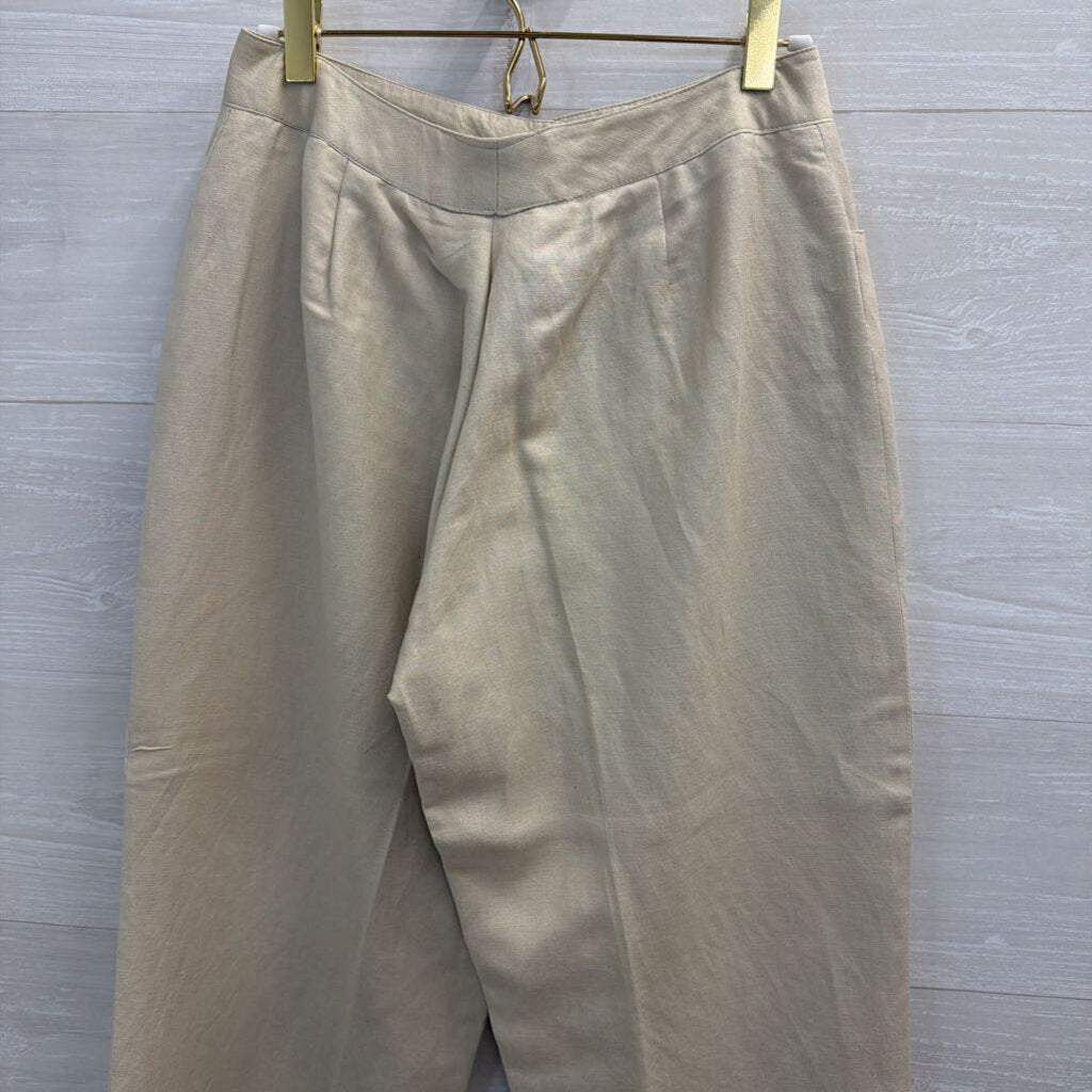 Larry Levine Beige Wide Leg Beaded Hem Pants Small