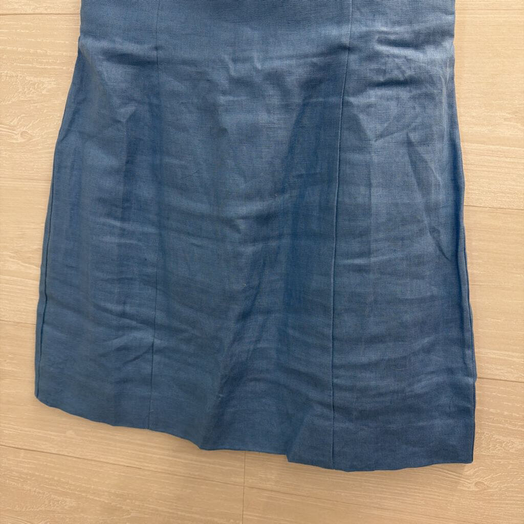Reformation Blue 100% Linen Strapless Mini Dress 6