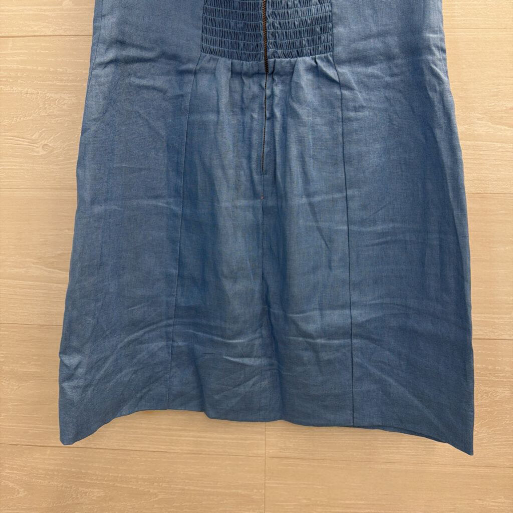 Reformation Blue 100% Linen Strapless Mini Dress 6