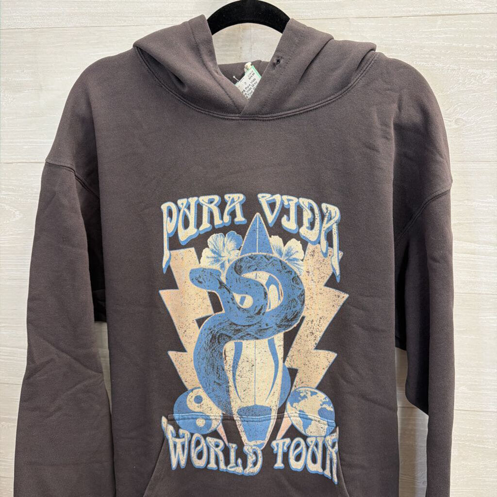 Pura Vida Grey World Tour Graphic Hoodie Extra Large