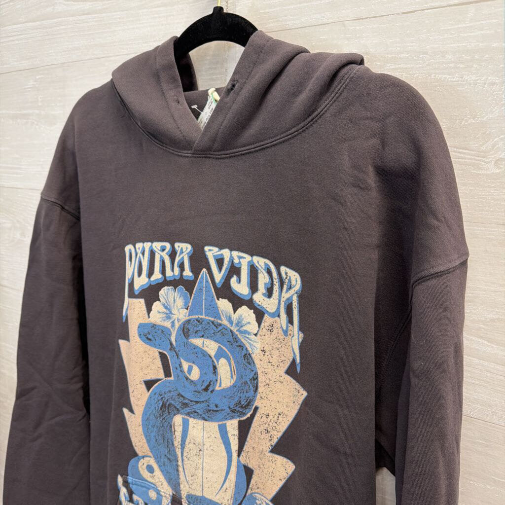 Pura Vida Grey World Tour Graphic Hoodie Extra Large