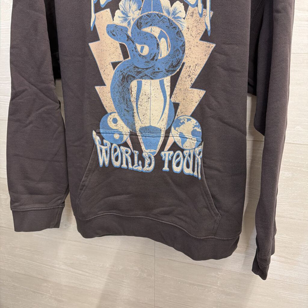 Pura Vida Grey World Tour Graphic Hoodie Extra Large