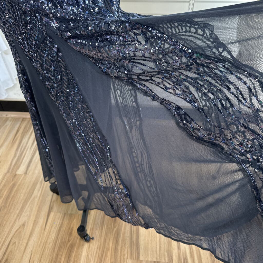 Nightway Blue Sequin Print Long Formal Dress 10