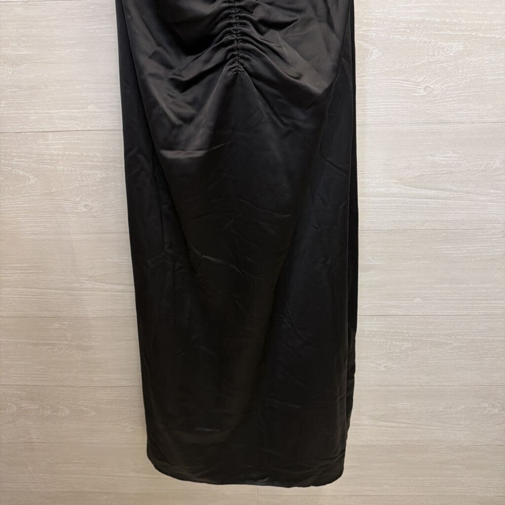 Jason Wu Black Silky Scrunch Front Detail Midi Dress Large