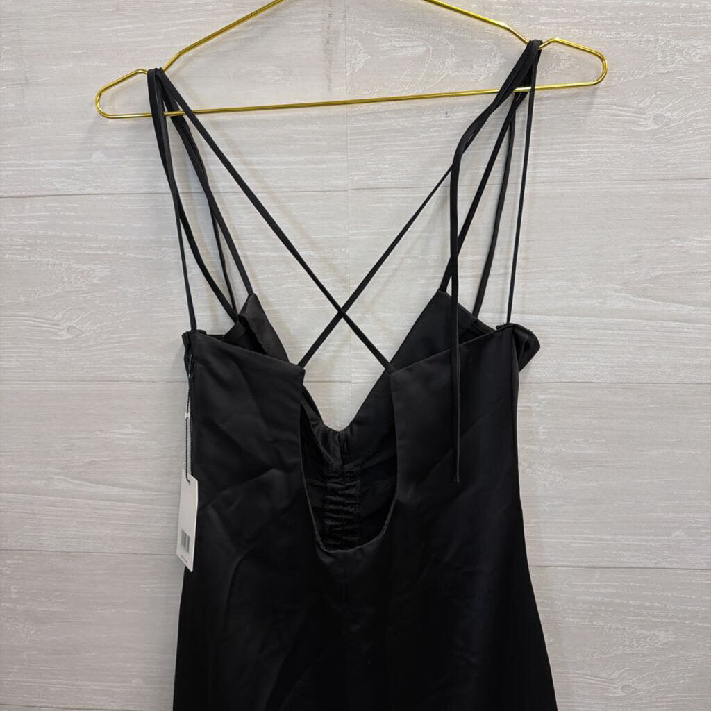 Jason Wu Black Silky Scrunch Front Detail Midi Dress Large