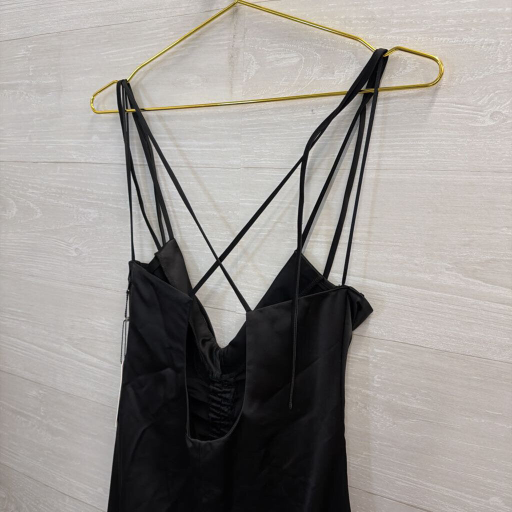Jason Wu Black Silky Scrunch Front Detail Midi Dress Large