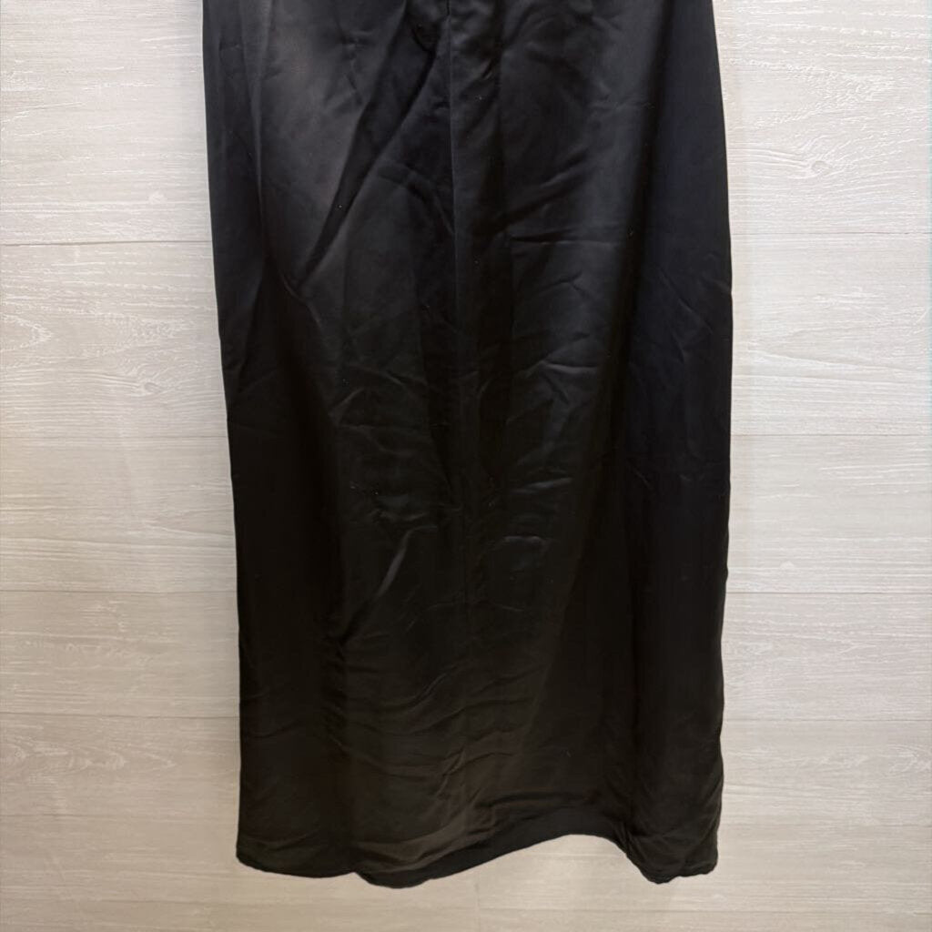 Jason Wu Black Silky Scrunch Front Detail Midi Dress Large