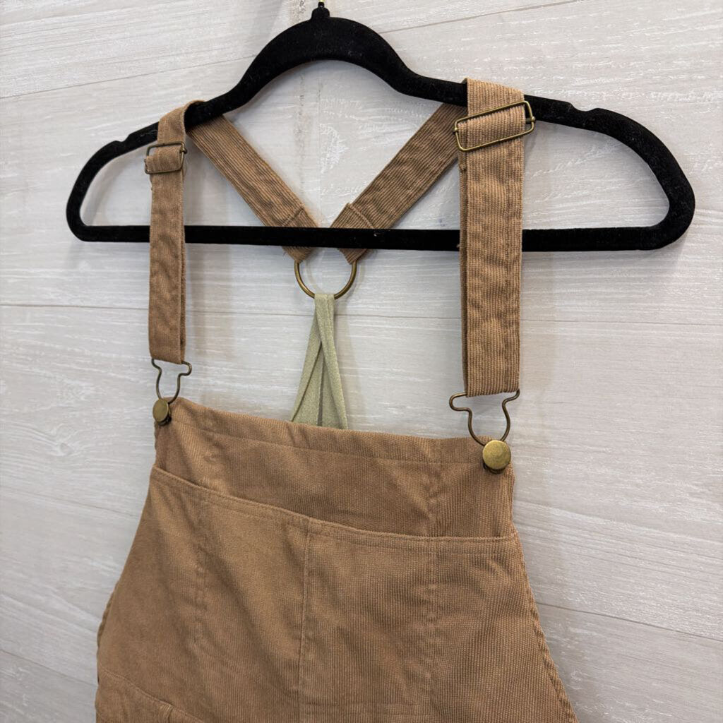 Entro Brown Corduroy Overall Dress Large