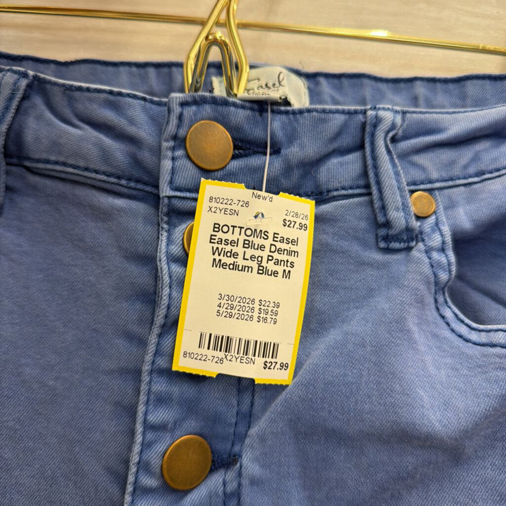 Easel Blue Denim Wide Leg Pants Medium