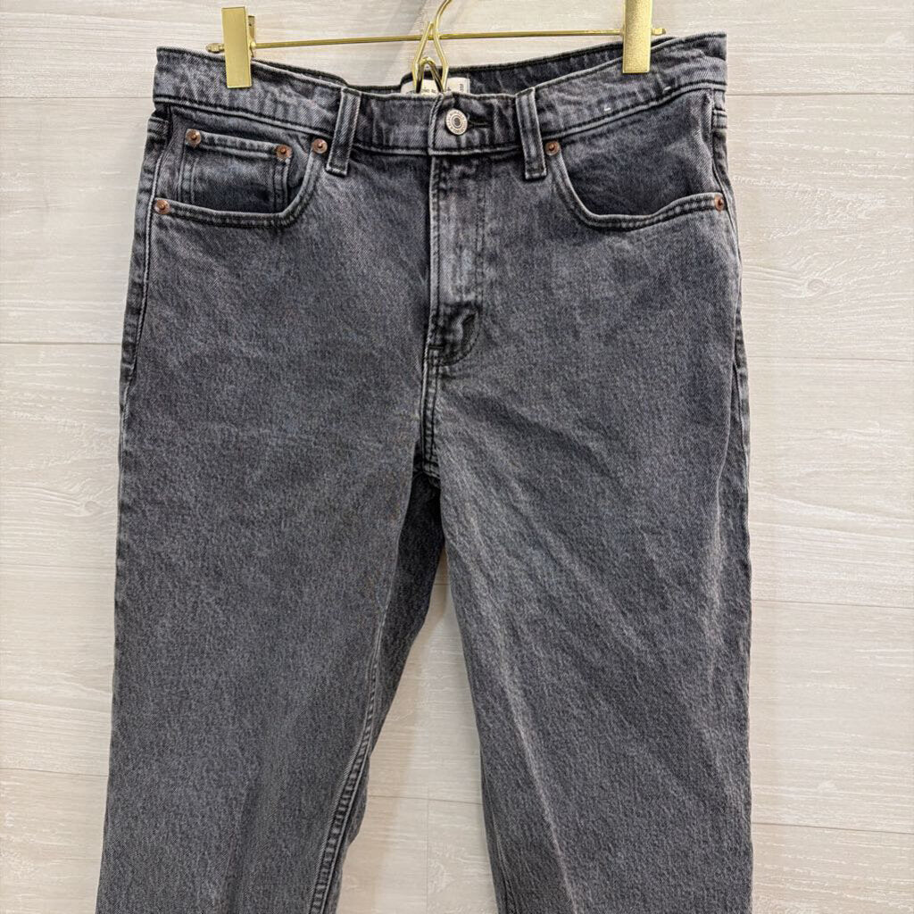 Abercrombie and Fitch Grey Denim The 90s Straight Mid Rise Jeans 6 Short