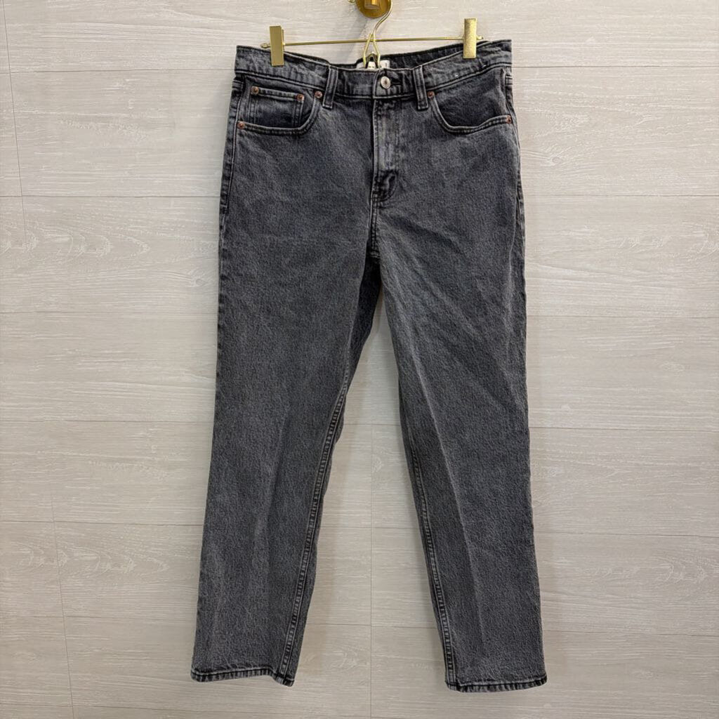 Abercrombie and Fitch Grey Denim The 90s Straight Mid Rise Jeans 6 Short