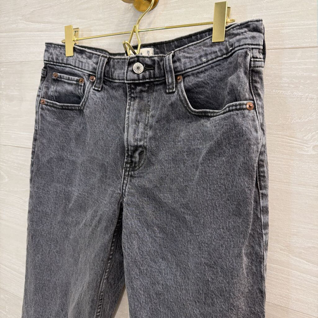 Abercrombie and Fitch Grey Denim The 90s Straight Mid Rise Jeans 6 Short