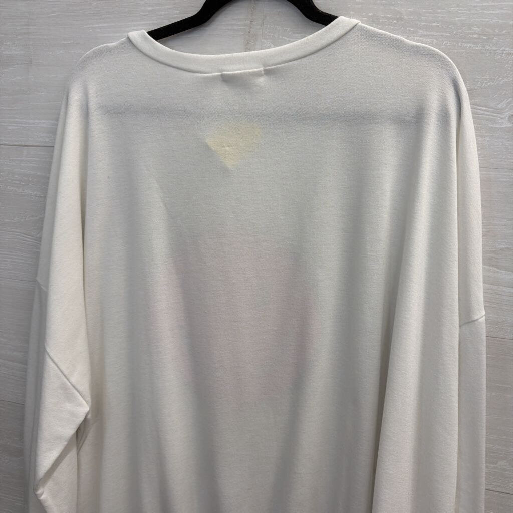 Fantastic Fawn White/ Hot Pink Smiley Face Print Long Sleeve Top Large