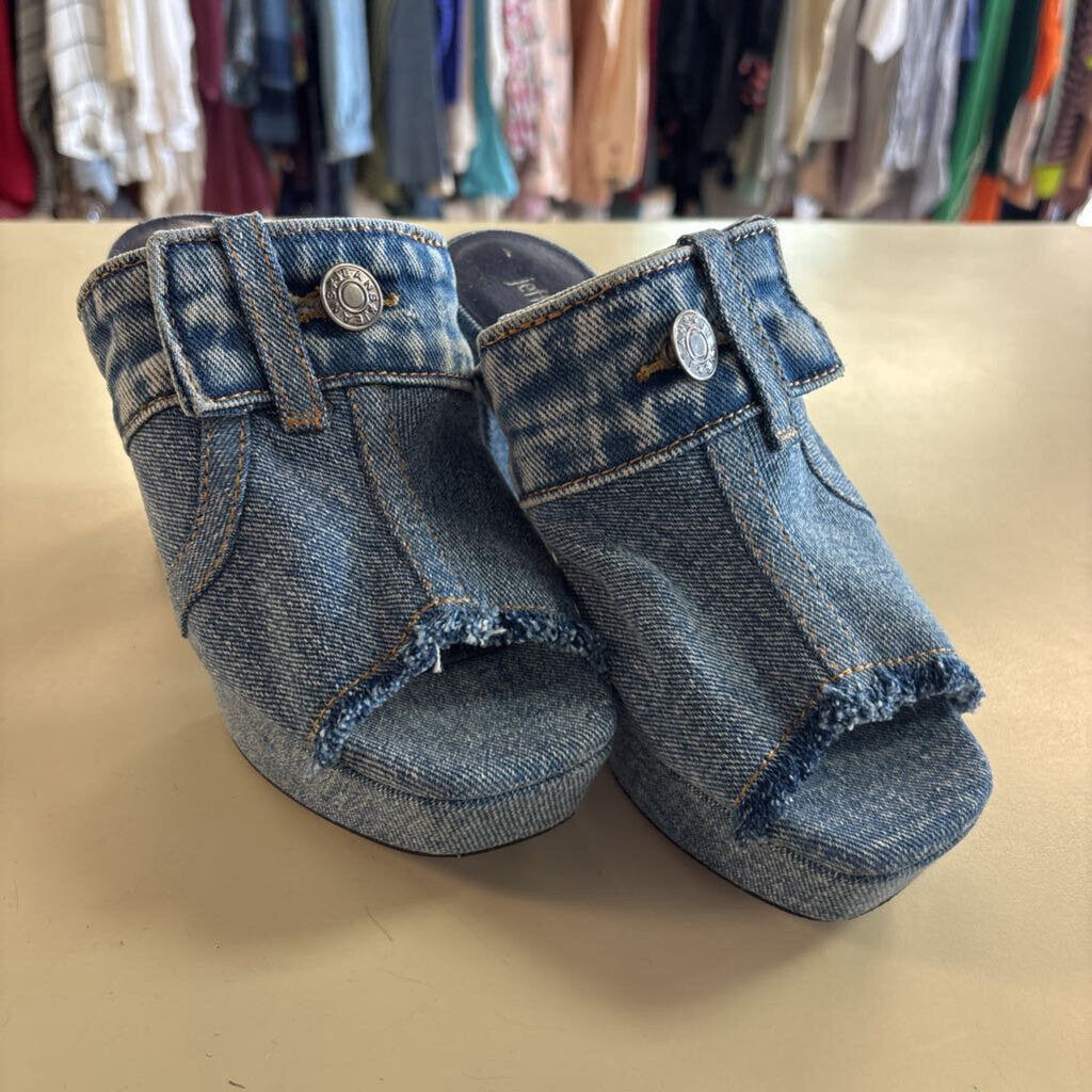 Jeffrey Campbell Magda Denim Platform Slip On Heels 6.5
