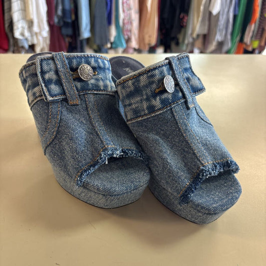 Jeffrey Campbell Magda Denim Platform Slip On Heels 6.5